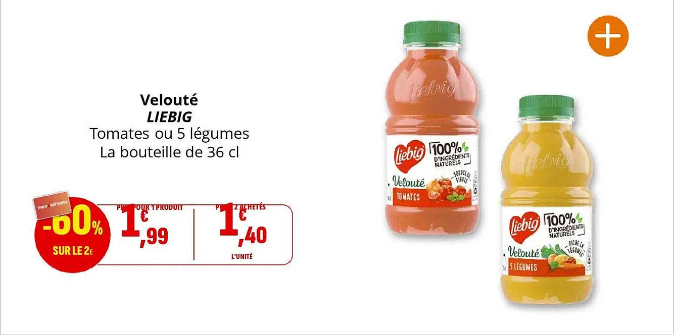 Velouté LIEBIG Tomates ou 5 légumes La bouteille de 36 cl