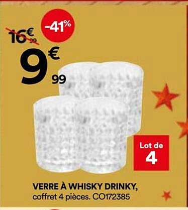 VERRE À WHISKY DRINKY, coffret 4 pièces. CO172385