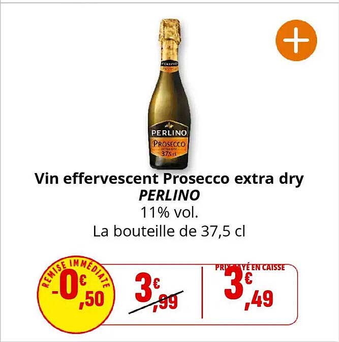 Vin effervescent Prosecco extra dry PERLINO 11% vol.
