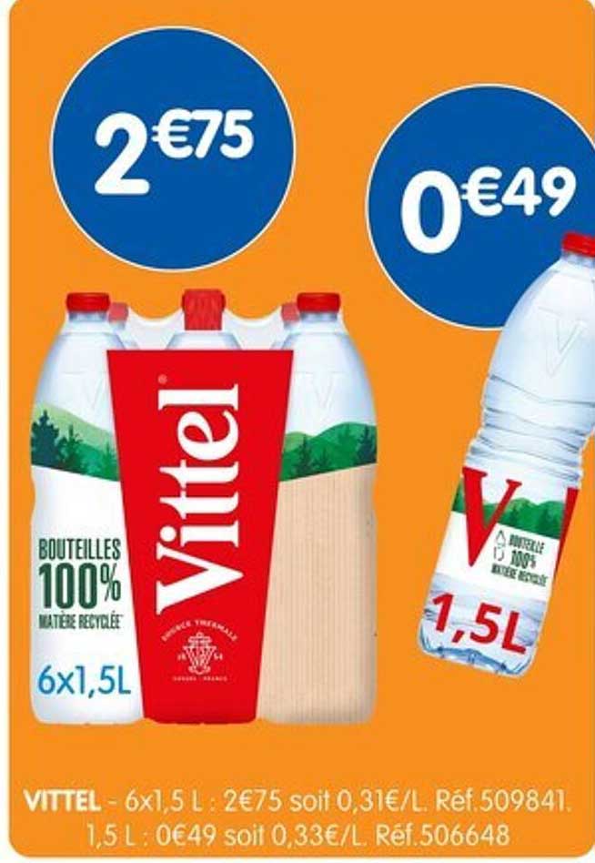 VITTEL - 6x1,5 L : 2€75 soit 0,31€/L