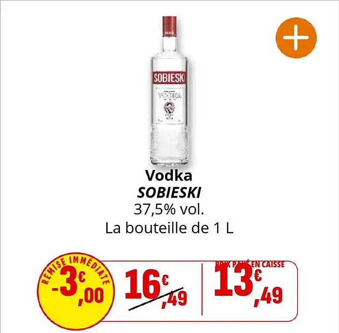 Vodka SOBIESKI 37,5% vol. La bouteille de 1 L