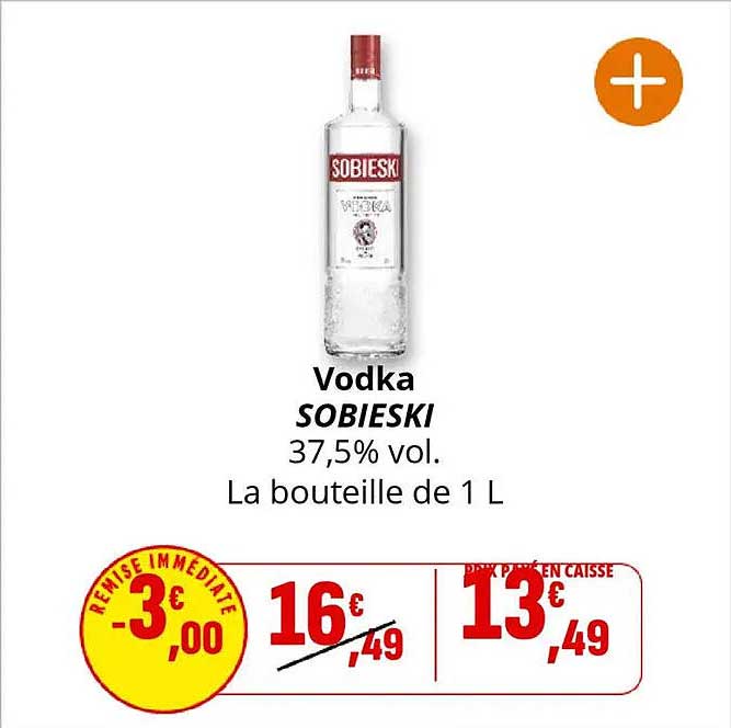 Vodka SOBIESKI 37,5% vol. La bouteille de 1 L