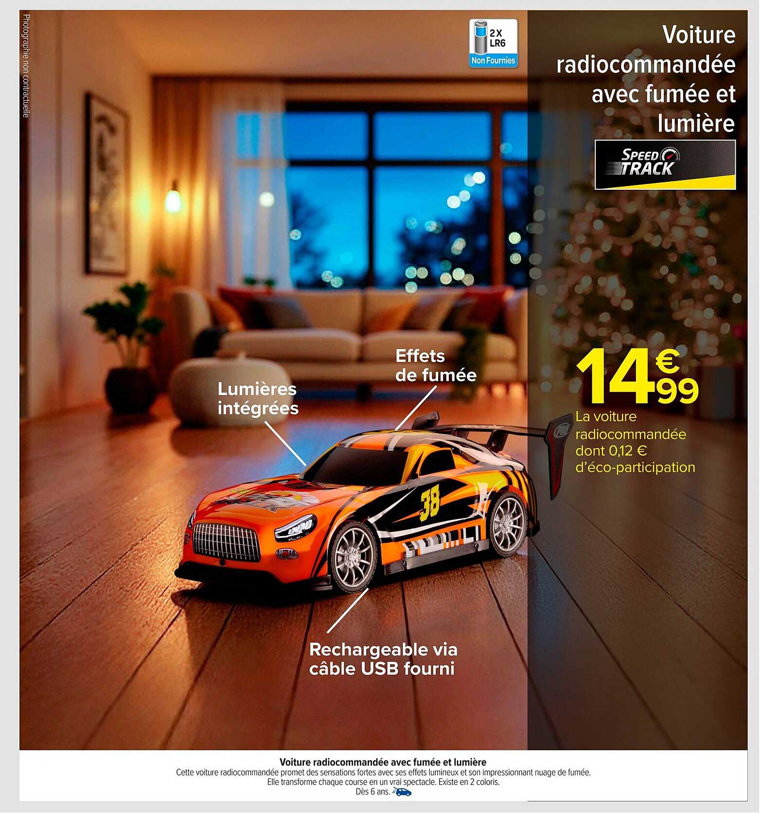 Voiture radiocommandée avec fumée et lumière