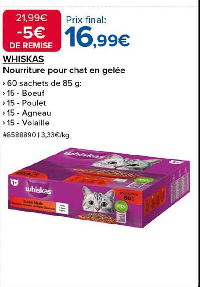 WHISKAS Nourriture pour chat en gelée