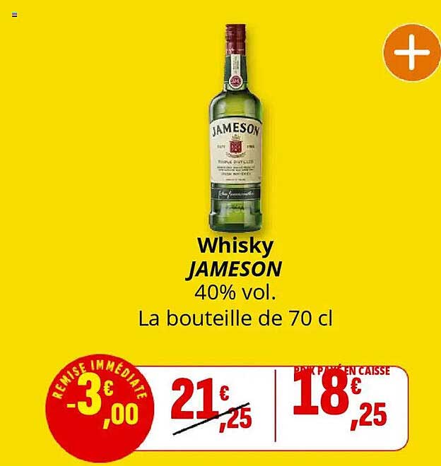 Whisky JAMESON 40% vol. La bouteille de 70 cl