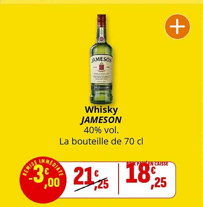 Whisky JAMESON 40% vol. La bouteille de 70 cl
