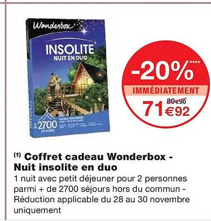 Wonderbox Insolite Nuit en Duo