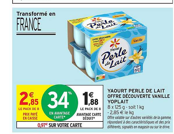 YAOURT PERLE DE LAIT OFFRE DÉCOUVERTE VANILLE YOPLAIT