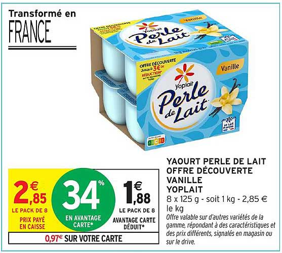 YAOURT PERLE DE LAIT OFFRE DÉCOUVERTE VANILLE YOPLAIT