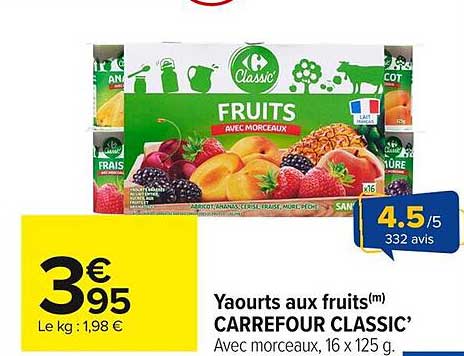 Yaourts aux fruits(m) CARREFOUR CLASSIC'