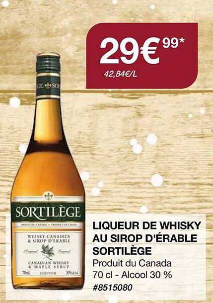 LIQUEUR DE WHISKY AU SIROP D'ÉRABLE SORTILÈGE