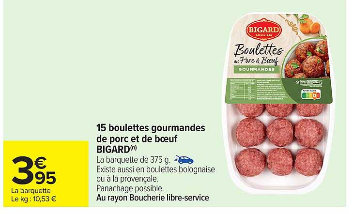 15 boulettes gourmandes de porc et de boeuf BIGARD