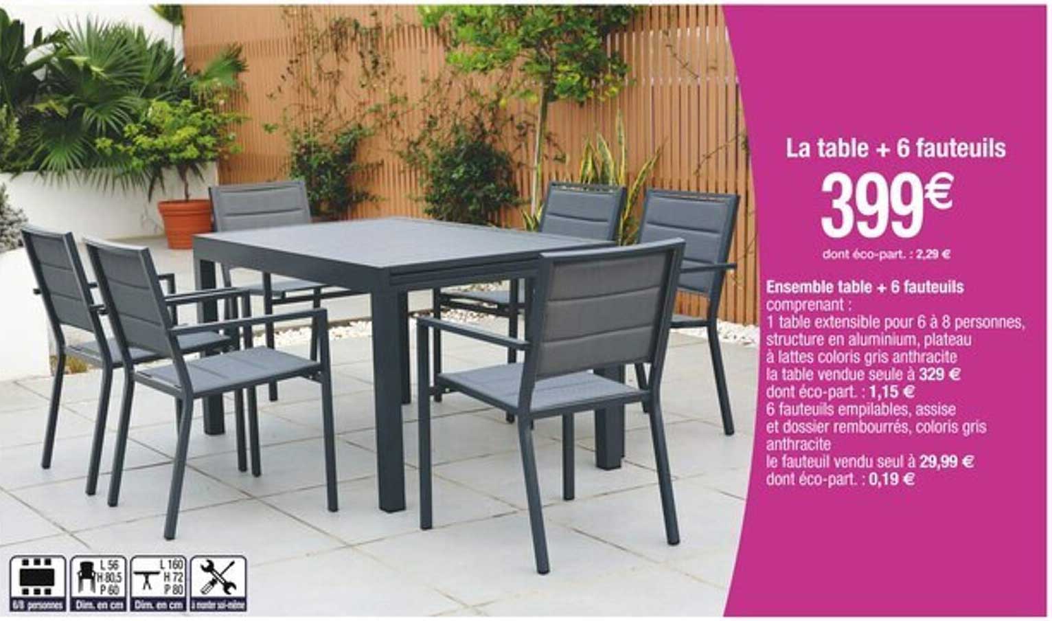 La table + 6 fauteuils
