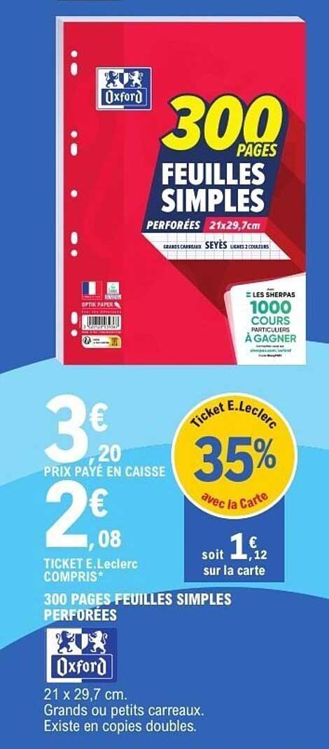 300 PAGES FEUILLES SIMPLES PERFORÉES