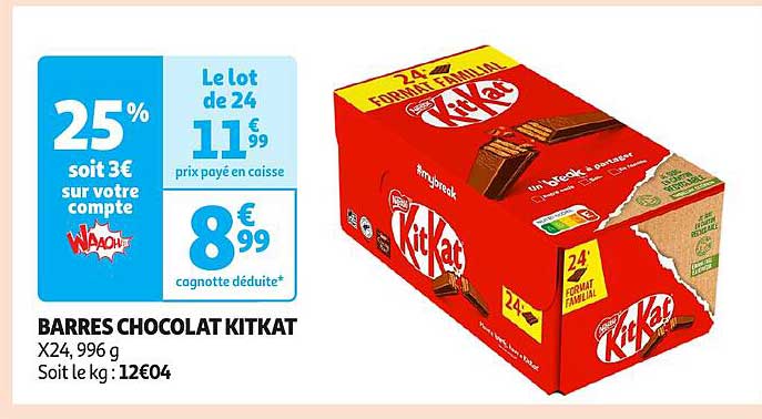 BARRES CHOCOLAT KITKAT