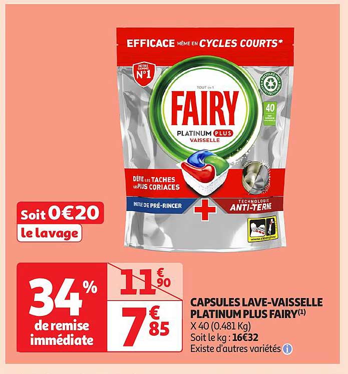 CAPSULES LAVE-VAISSELLE PLATINUM PLUS FAIRY