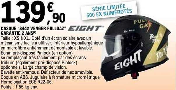 CASQUE "S442 VENGER FULLGAZ" GARANTIE 2 ANS