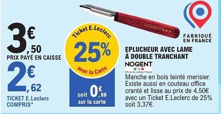 EPLUCHEUR AVEC LAME À DOUBLE TRANCHANT