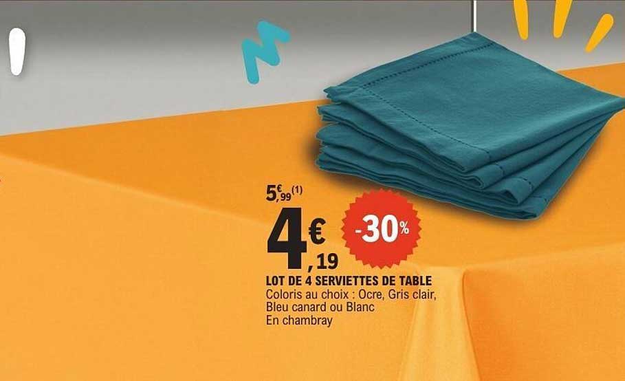 LOT DE 4 SERVIETTES DE TABLE