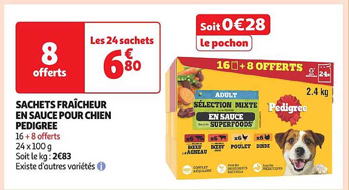 SACHETS FRAÎCHEUR EN SAUCE POUR CHIEN PEDIGREE
