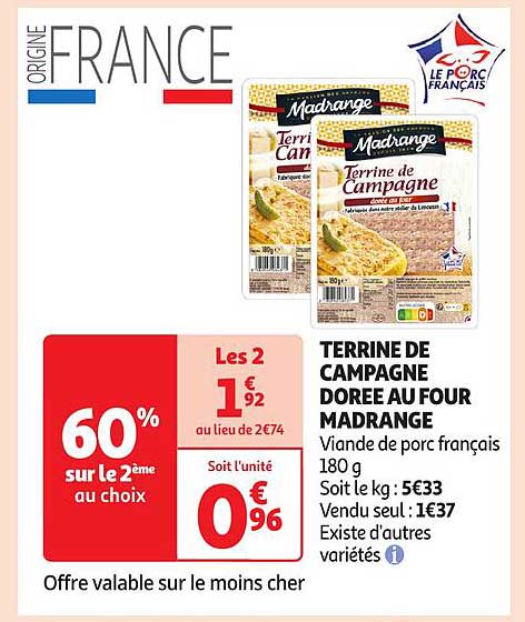 TERRINE DE CAMPAGNE DOREE AU FOUR MADRANGE
