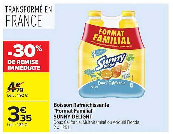 Promo Boisson Rafraîchissante "Format Familial" Sunny Delight chez ...