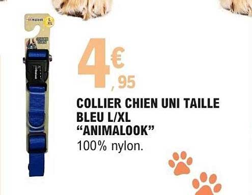 COLLIER CHIEN UNI TAILLE BLEU L/XL “ANIMALOOK”