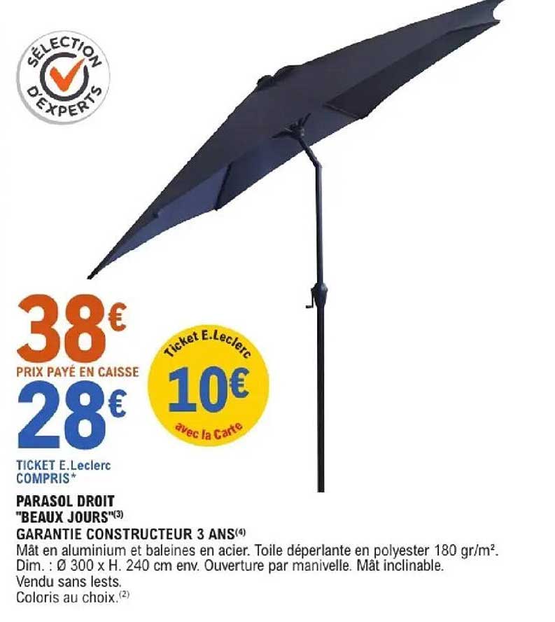 PARASOL DROIT "BEAUX JOURS"