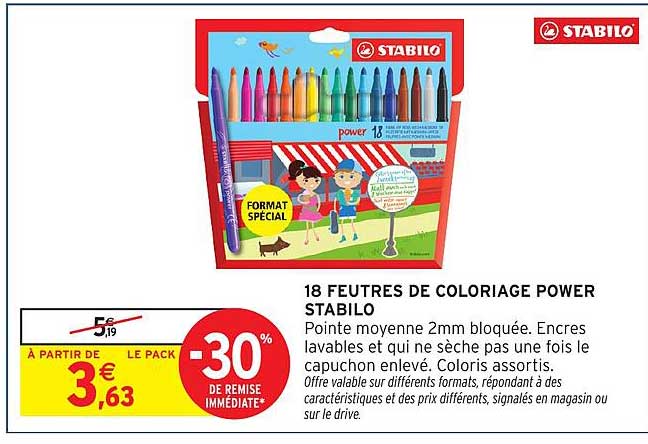 18 FEUTRES DE COLORIAGE POWER STABILO
