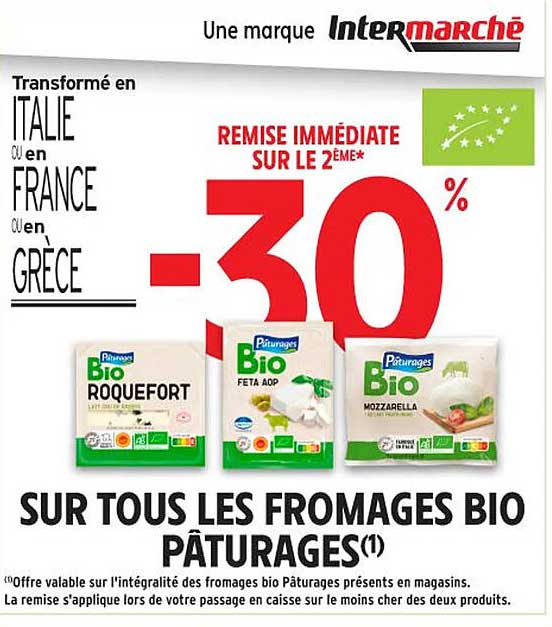-30 % SUR TOUS LES FROMAGES BIO PÂTURAGES