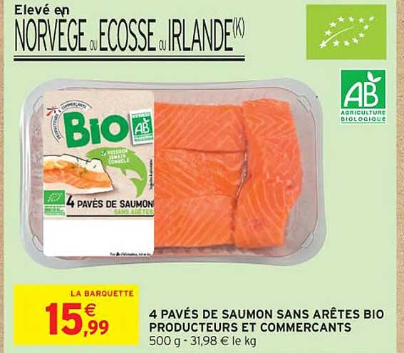 4 PAVÉS DE SAUMON SANS ARÊTES BIO PRODUCTEURS ET COMMERCANTS