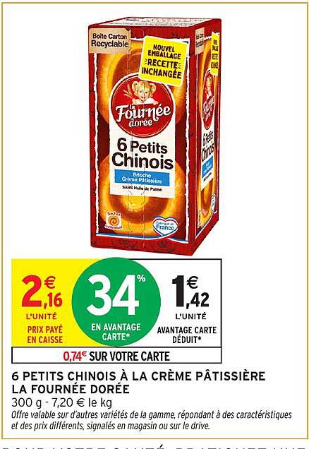 6 PETITS CHINOIS À LA CRÈME PÂTISSIÈRE LA FOURNÉE DORÉE