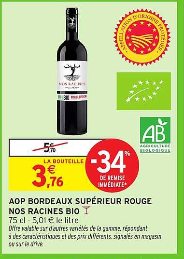 AOP BORDEAUX SUPÉRIEUR ROUGE NOS RACINES BIO