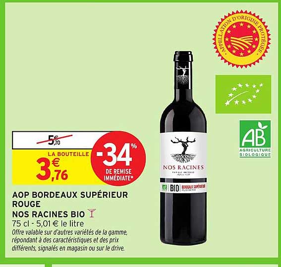 AOP BORDEAUX SUPÉRIEUR ROUGE NOS RACINES BIO
