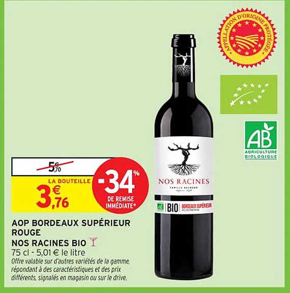 AOP BORDEAUX SUPÉRIEUR ROUGE NOS RACINES BIO