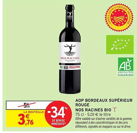 AOP Bordeaux Supérieur Rouge - NOS RACINES BIO