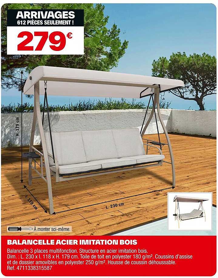 BALANÇELLE ACIER IMITATION BOIS