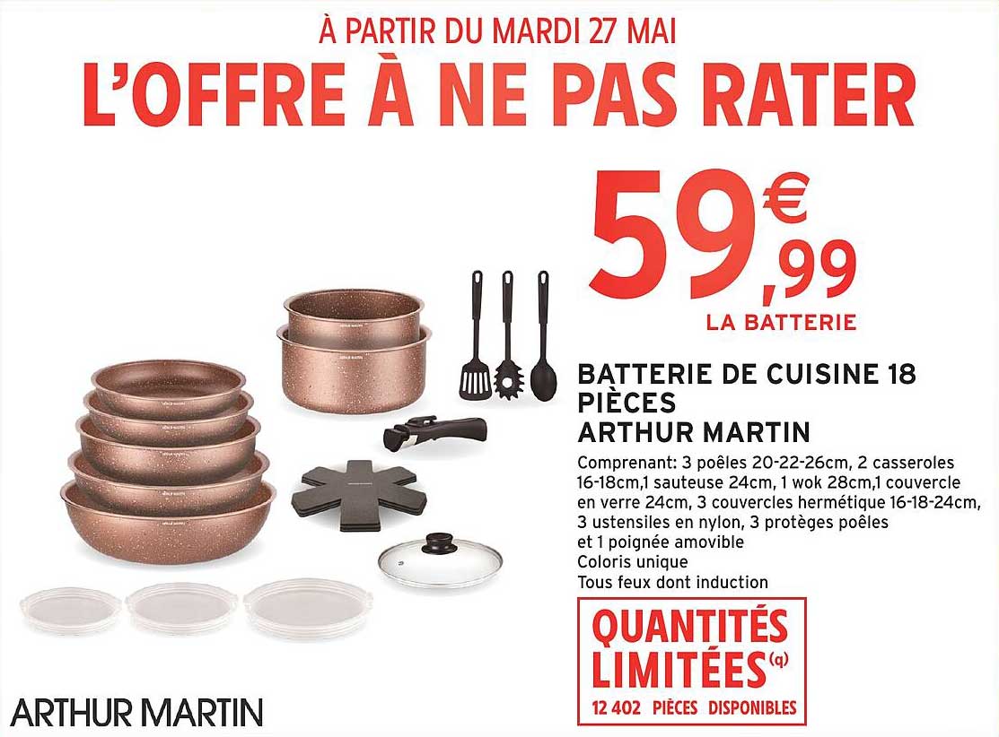 Batterie de Cuisine 18 Pièces ARTHUR MARTIN