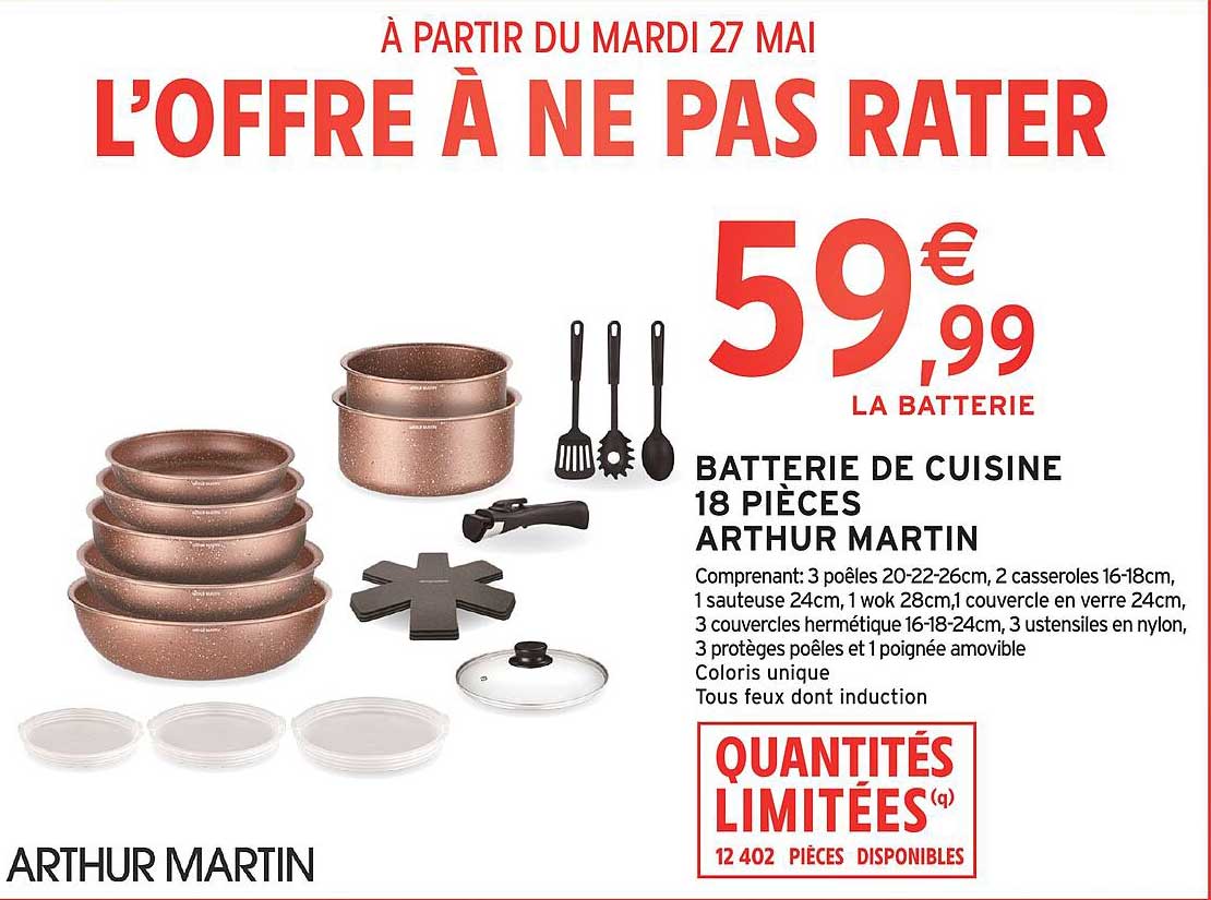 Batterie de cuisine 18 pièces ARTHUR MARTIN