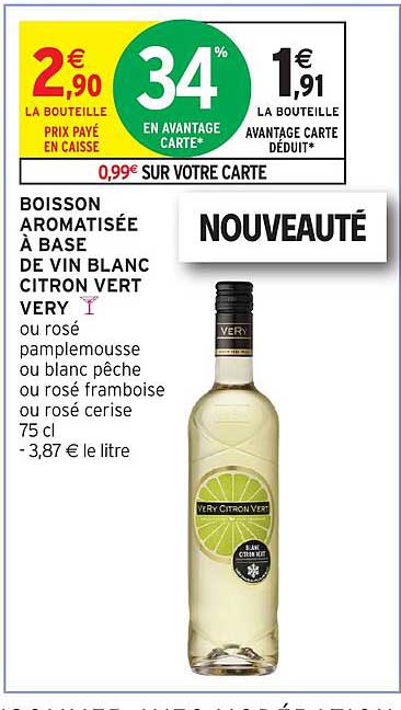 BOISSON AROMATISÉE À BASE DE VIN BLANC CITRON VERT VERY