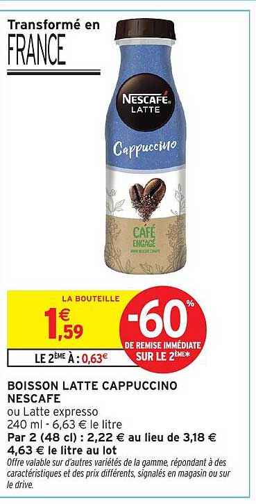 BOISSON LATTE CAPPUCCINO NESCAFE