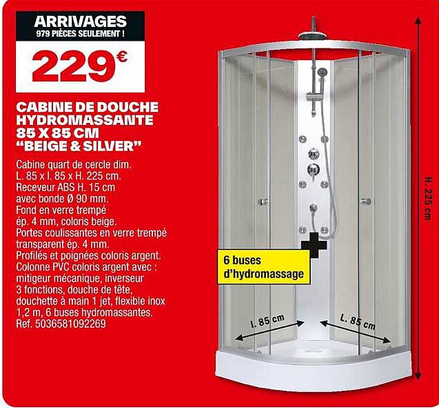 CABINE DE DOUCHE HYDROMASSANTE 85 X 85 CM "BEIGE & SILVER"