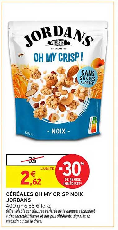 CÉRÉALES OH MY CRISP NOIX JORDANS
