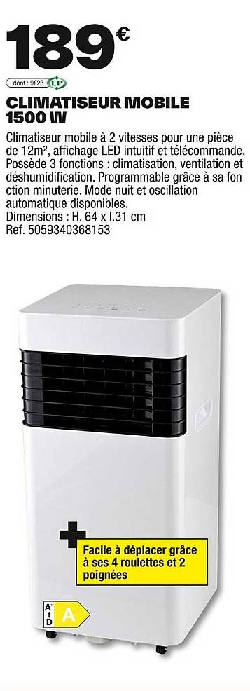 CLIMATISEUR MOBILE 1500 W