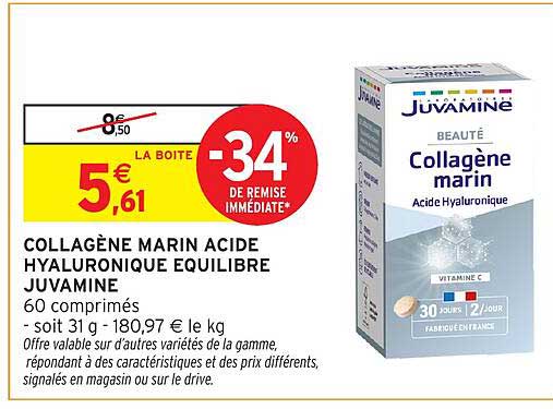 COLLAGÈNE MARIN ACIDE HYALURONIQUE ÉQUILIBRE JUVA MINE