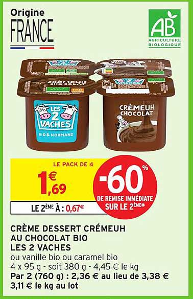 CRÈME DESSERT CRÉMEUH AU CHOCOLAT BIO