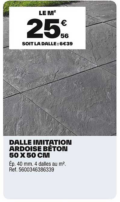 DALLE IMITATION ARDOISE BÉTON 50 X 50 CM