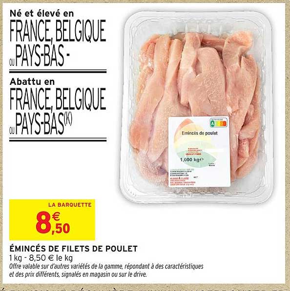Émincés de filets de poulet