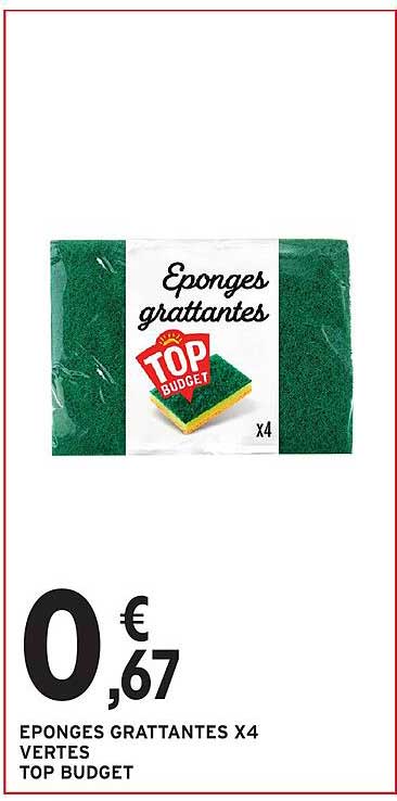 EPONGES GRATTANTES X4 VERTES TOP BUDGET