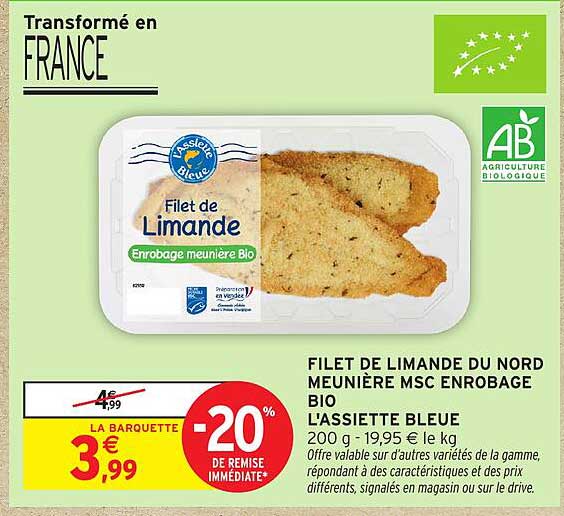 FILET DE LIMANDE DU NORD MEUNIÈRE MSC ENROBAGE BIO